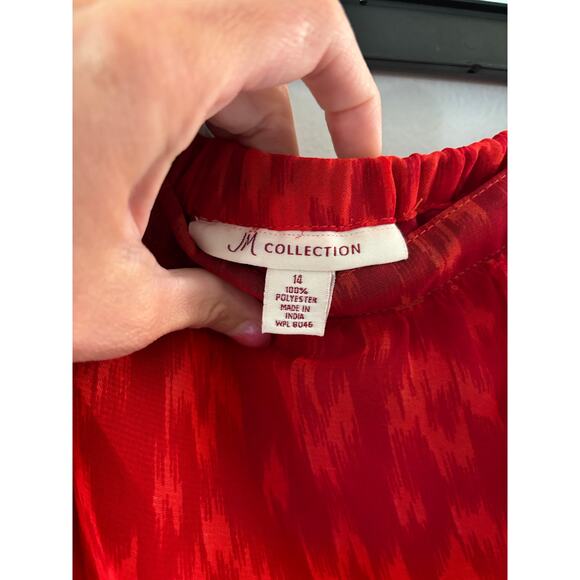 JM Collection Womens Tiered Maxi Skirt Size 12 Red Aztec Boho Southwestern - Picture 3 of 5